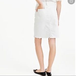 Jcrew raw hem white denim pencil skirt